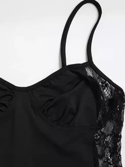 Night Out Dresses Spaghetti Strap Bustier Lace Side Cutout Bodycon Maxi Dress