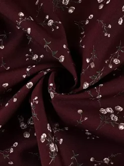 Night Out Dresses Maxi Burgundy Short Puff Sleeves High Collar Summer Dress