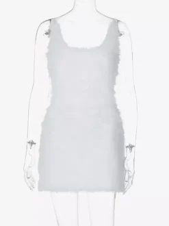Night Out Dresses White Polyester Sleeveless Straps Neck Summer Dress