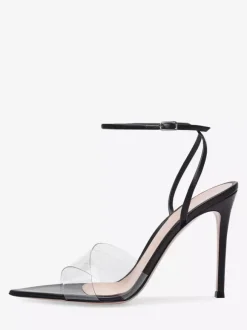 Nude High Heel Sandals Open Toe Transparent Stiletto Heel Dress Shoes