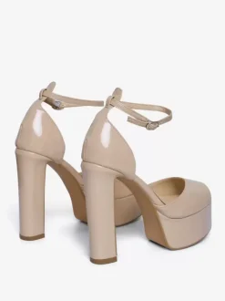 Nude High Heel Sandals Platform Open Toe Ankle Strap Party Prom Shoes