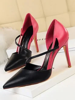 Nude High Heels Women Pointed Toe Strappy Stiletto Pumps