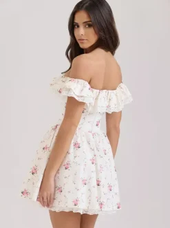 Off Shoulder Floral Mini Dress With Bow Detail For Summer 2026