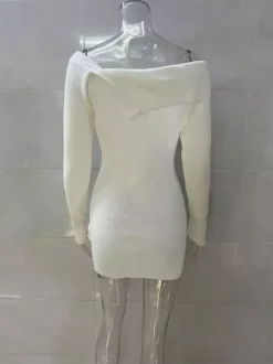 Off Shoulder Knit Mini Dress For Women 2026