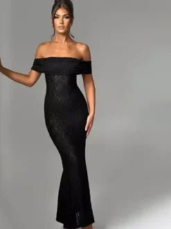 Off Shoulder Lace Backless Mermaid Maxi Party Dress For Women 2026