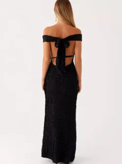 Off Shoulder Maxi Gown For Women - Textured Backless Bodycon Mermaid Dress - Summer Evening Wedding Guest 2026