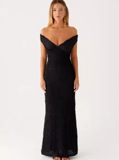 Off Shoulder Maxi Gown For Women - Textured Backless Bodycon Mermaid Dress - Summer Evening Wedding Guest 2026