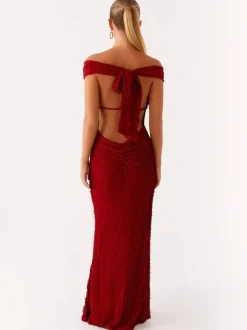 Off Shoulder Maxi Gown For Women - Textured Backless Bodycon Mermaid Dress - Summer Evening Wedding Guest 2026