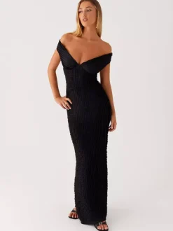 Off Shoulder Maxi Gown For Women - Textured Backless Bodycon Mermaid Dress - Summer Evening Wedding Guest 2026