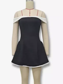 Off-Shoulder Mini Dress Long Sleeves A-Line Sexy Birthday Party Dress For Women 2026