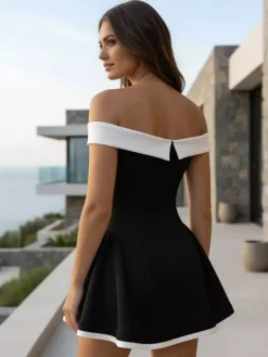 Off-Shoulder Mini Dress Long Sleeves A-Line Sexy Birthday Party Dress For Women 2026