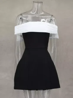 Off-Shoulder Mini Dress With Bow Back A-Line Birthday Party Dress For Women 2026