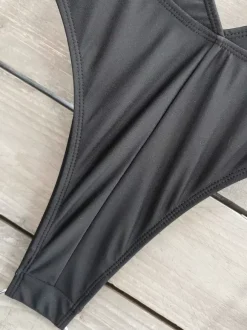 One Piece Swimsuits For Women Black Cut Out Halter Cross Front Summer Beach Bathing Suits