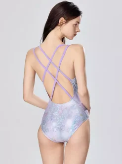 One Piece Swimsuits For Women Silver Straps Neck Summer Sexy Swimwear