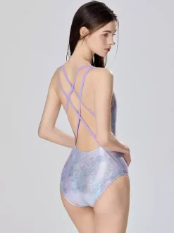 One Piece Swimsuits For Women Silver Straps Neck Summer Sexy Swimwear