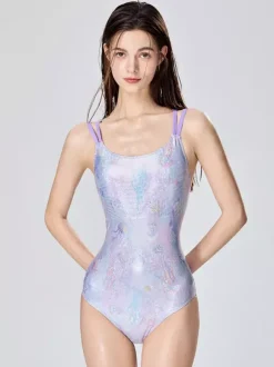 One Piece Swimsuits For Women Silver Straps Neck Summer Sexy Swimwear