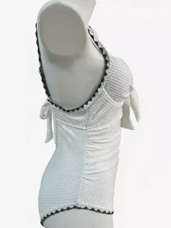 One Piece Swimsuits For Women White Bows Summer Beach Swimwear