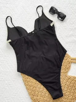 One Piece Swimsuits For Women Leopard Animal Print Cut Out Straps Neck Summer Sexy Bathing Suits