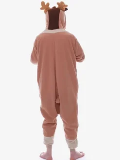 Onesie Kigurumi Pajamas Christmas Adult's Coffee Brown Polyester Jumpsuit Kigurumi Costumes