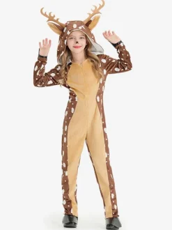 Onesie Pajamas Kigurumi Christmas Kid's Polyester Hooded Jumpsuit