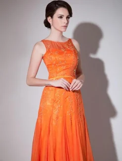 Orange Evening Dress Mesh Cut-Out Chiffon Dress Milanoo wedding guest dress