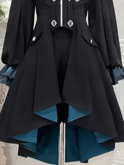 Ouji Prince Lolita Set Black Long Sleeves Gothic Ruffles Lolita Set