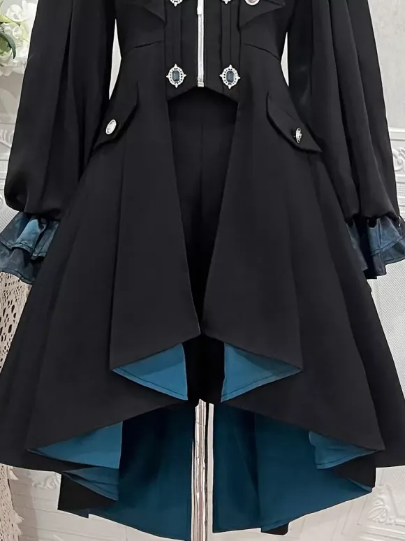 Ouji Prince Lolita Set Black Long Sleeves Gothic Ruffles Lolita Set