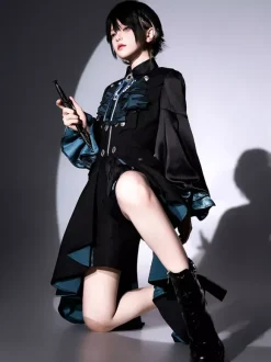 Ouji Prince Lolita Set Black Long Sleeves Gothic Ruffles Lolita Set