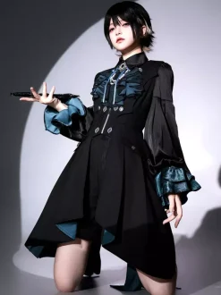 Ouji Prince Lolita Set Black Long Sleeves Gothic Ruffles Lolita Set