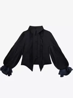 Ouji Prince Lolita Set Black Long Sleeves Gothic Ruffles Lolita Set