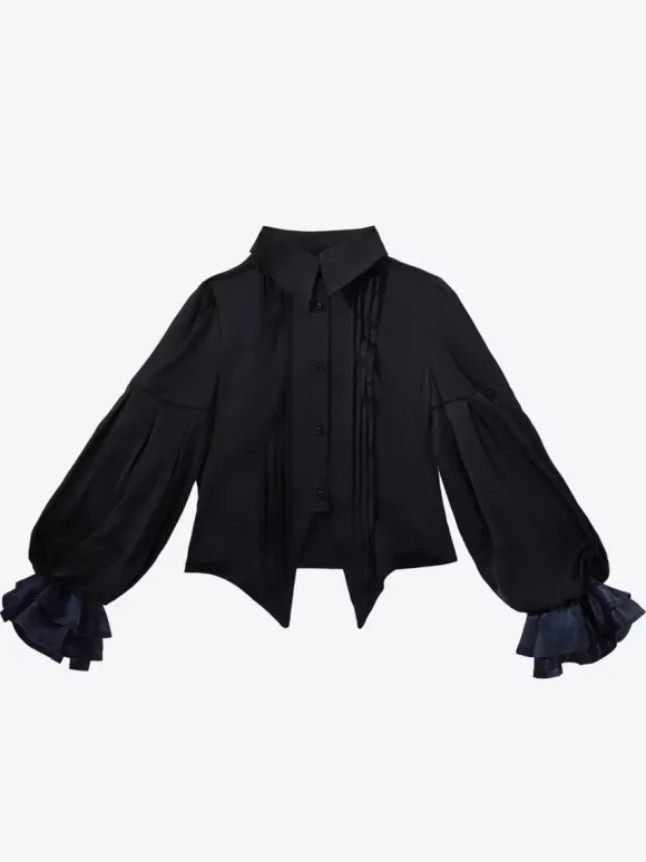 Ouji Prince Lolita Set Black Long Sleeves Gothic Ruffles Lolita Set
