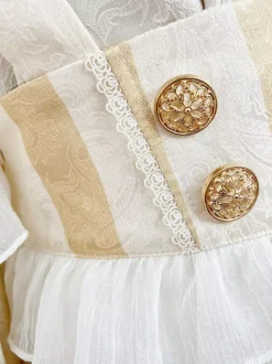 Ouji Prince Lolita White Top Dress Set Ruffles Lace Long Sleeves Lolita Set