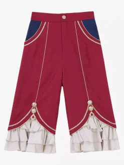 Ouji Lolita Dresses Knight Legion Red Cape Classic Ruffles Long Sleeves Top Pants Cape Sets
