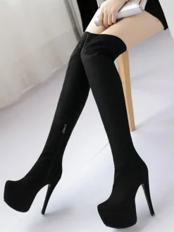 Over Knee Boots Women Sexy Shoes Black Platform Stiletto Stretch Boots