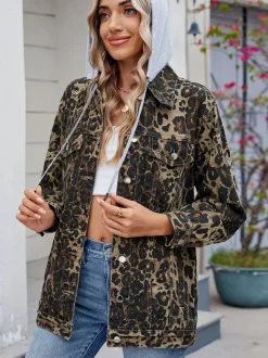 Oversized Hooded Denim Jacket For Women - Long Boyfriend Fit Distressed Jean Trucker Coat - Spring Chic Streetwear 2026