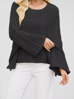 Oversized Cable Knit Drop Shoulder Sweater For Women 2026