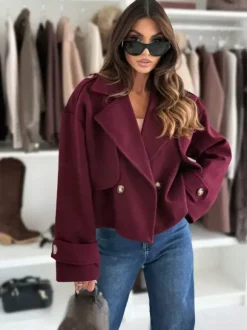 Oversized Dropped-Shoulder Crop Coat For Women 2026