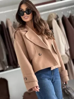 Oversized Dropped-Shoulder Crop Coat For Women 2026
