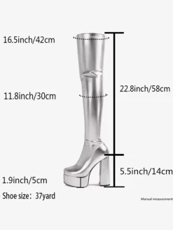 Over The Knee Boots Metallic Platform Sexy High Heel Thigh High Boots