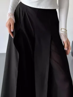 Pants Black Raised Waist Trousers