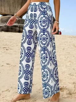Pants Blue Raised Waist Trousers