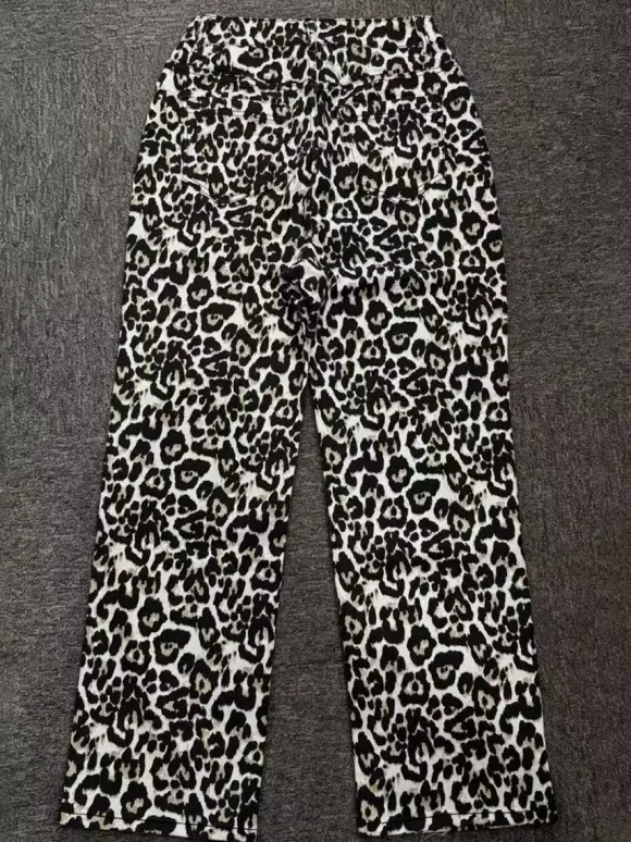 Pants Brown Raised Waist Leopard Print Trousers