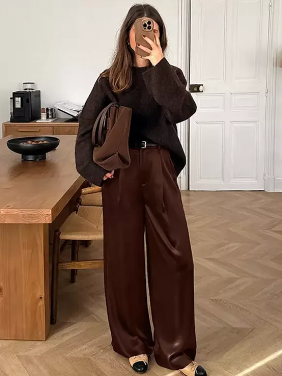 Pants Brown Raised Waist Trousers