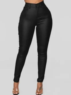 Pants Burgundy PU Leather Trousers