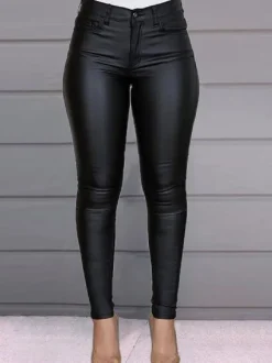 Pants Burgundy PU Leather Trousers