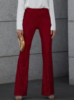 Pants Champagne Sequined Raised Waist Trousers