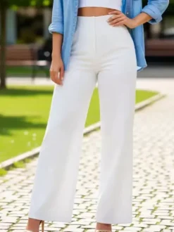 Pants Khaki Raised Waist Trousers