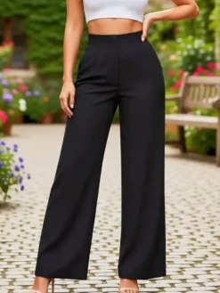 Pants Khaki Raised Waist Trousers