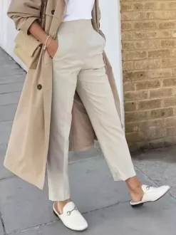 Pants Khaki Raised Waist Trousers