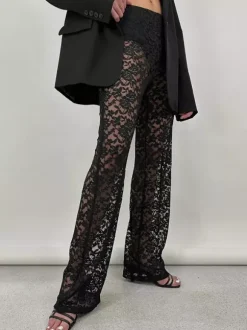 Pants White Lace Lace Natural Waist Straight Trousers